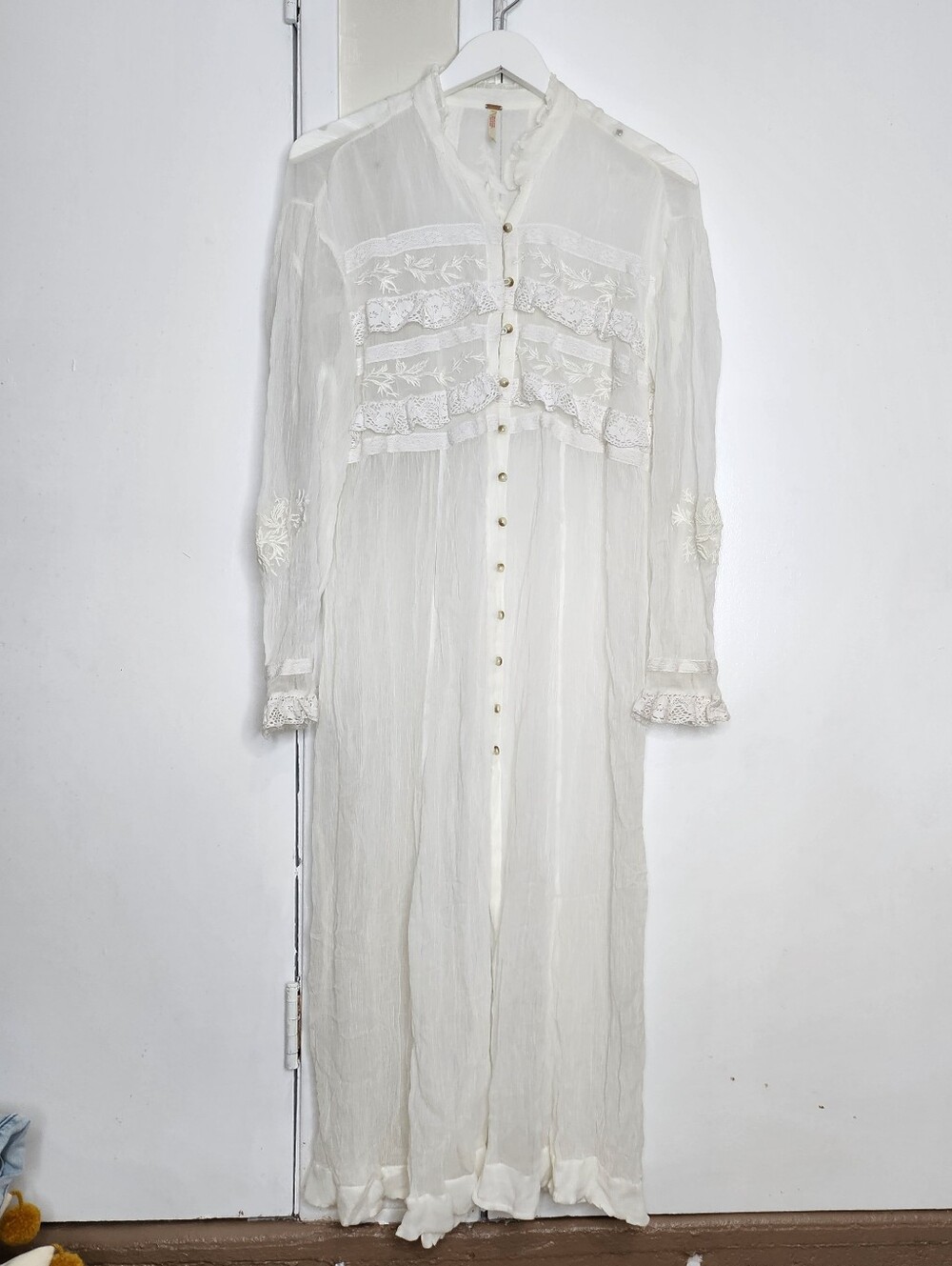 Free People Sheer Vintage-Inspired Button-Front Maxi Dress - Picture 2 of 8